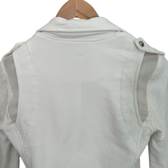 BLANKNYC Cropped Moto Bomber Jacket 100% Cotton “So Icy” White Style 68KG5172NOK - Picture 14 of 15